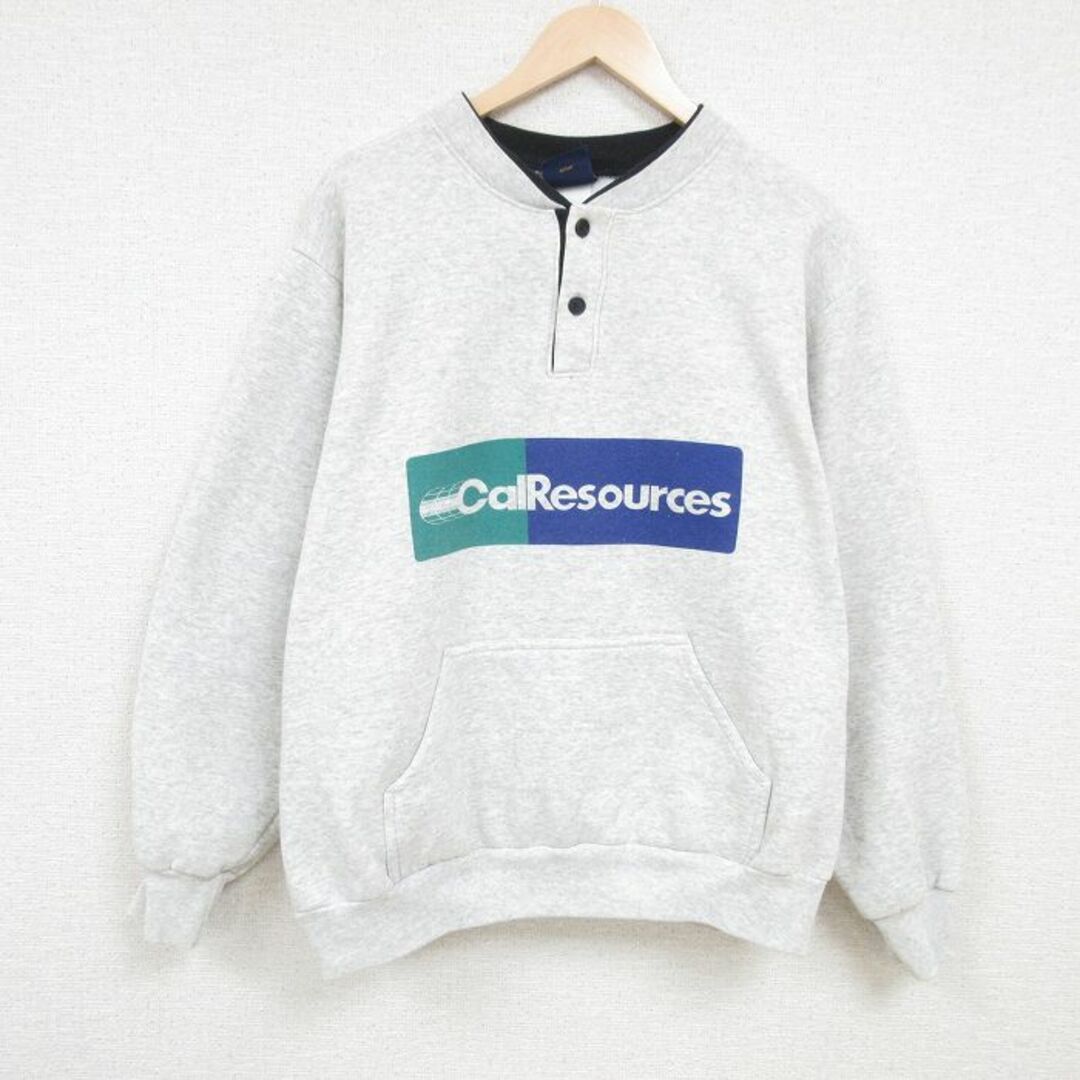 XL★古着 ヒルトン 長袖 スウェット メンズ 90年代 90s CalResources 大きいサイズ ヘンリーネック USA製 薄グレー 霜降り 【spe】 24may11 中古 スエット トレーナー トップス メンズのトップス(パーカー)の商品写真