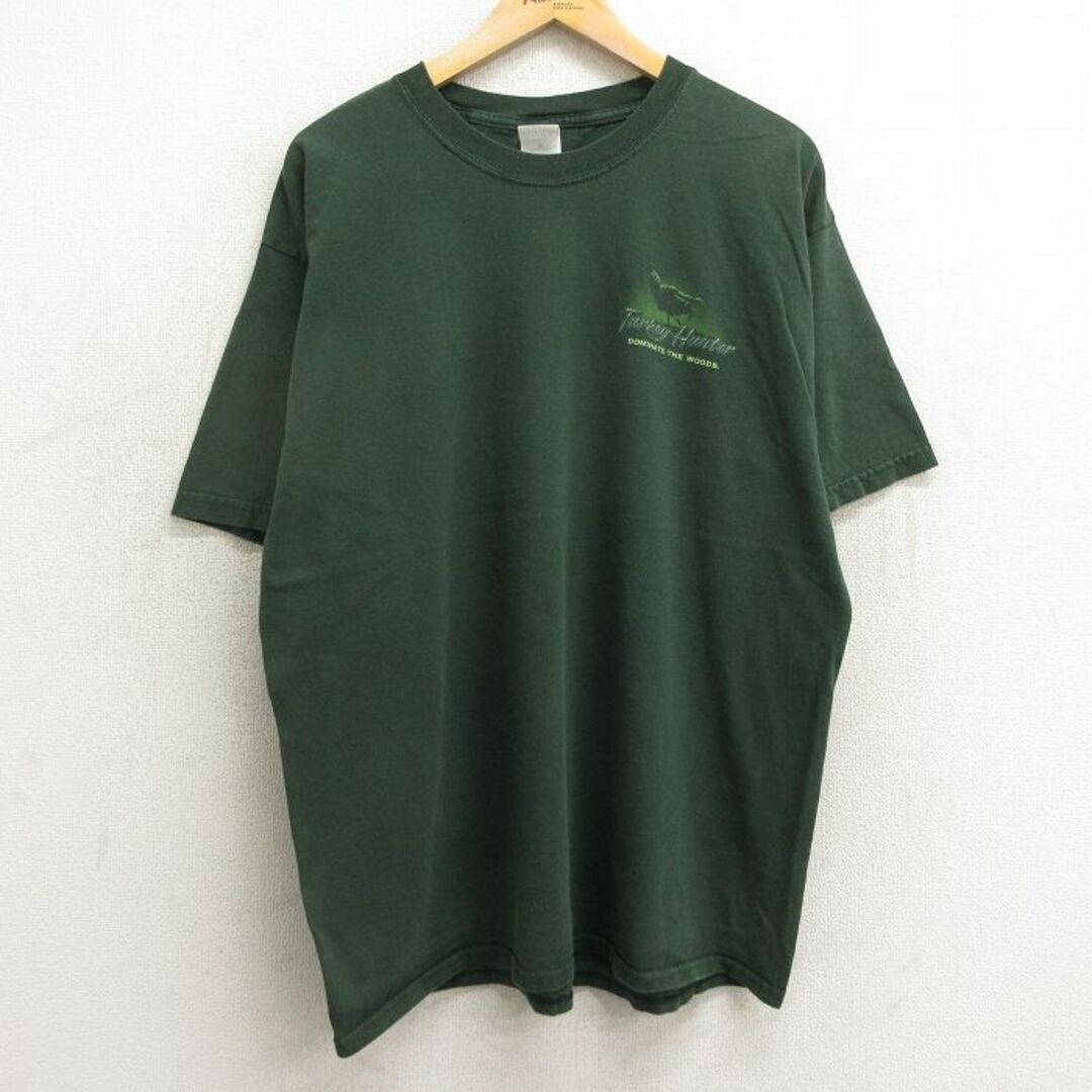 XL★古着 半袖 ビンテージ Tシャツ メンズ 00年代 00s 鳥 ハンター 大きいサイズ コットン クルーネック 緑 グリーン 【spe】 24may11 中古 メンズのトップス(Tシャツ/カットソー(半袖/袖なし))の商品写真