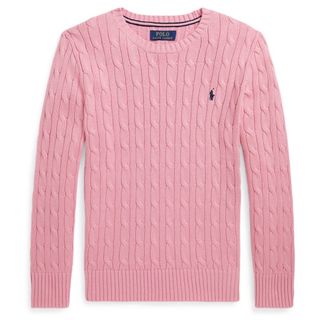 ポロラルフローレン(POLO RALPH LAUREN)のポロラルフローレンチルドレンピンクケーブルニットコットンセーターアルマーニマーク(ニット/セーター)