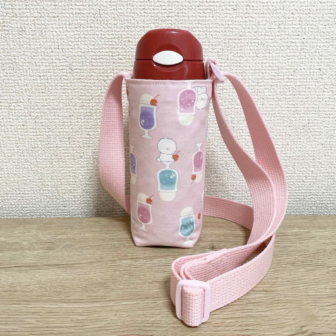 水筒カバー　クリームソーダ柄　ピンク色　サーモス ストローボトル 400ml用 ハンドメイドのキッズ/ベビー(外出用品)の商品写真
