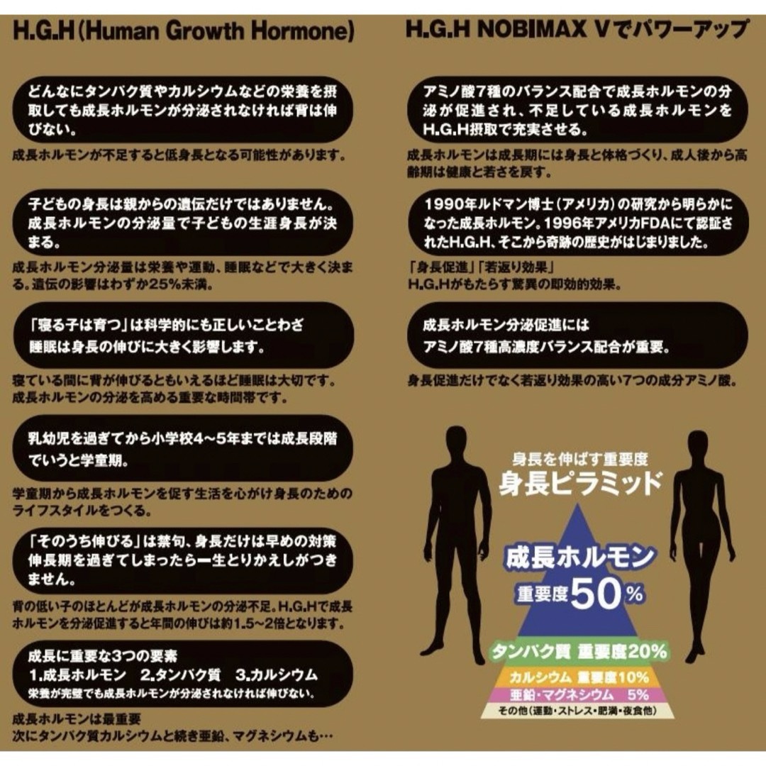 H.G.H NOBIMAX V 身長サプリ10包⭐︎10日間お試しセット 正規品 食品/飲料/酒の健康食品(アミノ酸)の商品写真