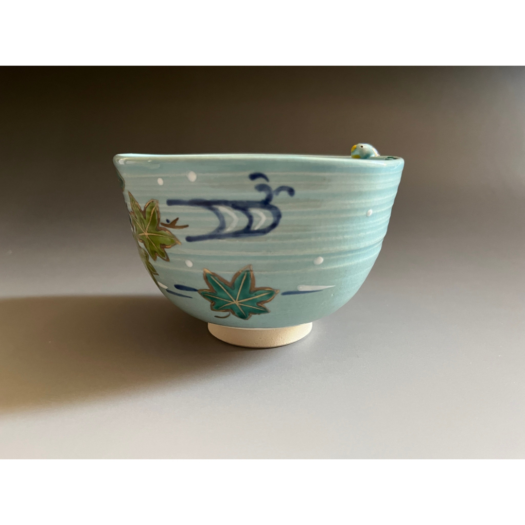 東山深山　茶碗　青釉　青楓に翡翠 エンタメ/ホビーの美術品/アンティーク(陶芸)の商品写真