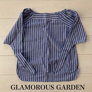 グラマラスガーデン(GLAMOROUS GARDEN)の美品 グラマラスガーデン ブルーストライプ 五分袖シャツ(シャツ/ブラウス(長袖/七分))
