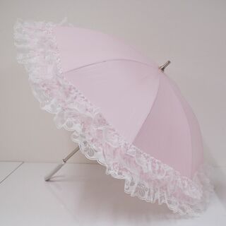 晴雨兼用日傘 UVION ユビオン USED美品 ボリュームフリル ピンク UV 遮熱 遮光 S0695(傘)
