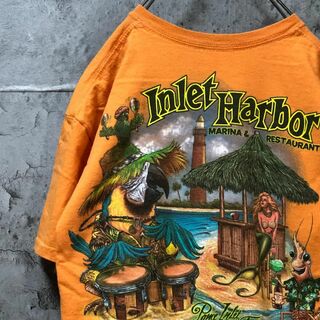Inlet Harbor オウム 人魚 バックプリント Tシャツ(Tシャツ/カットソー(半袖/袖なし))