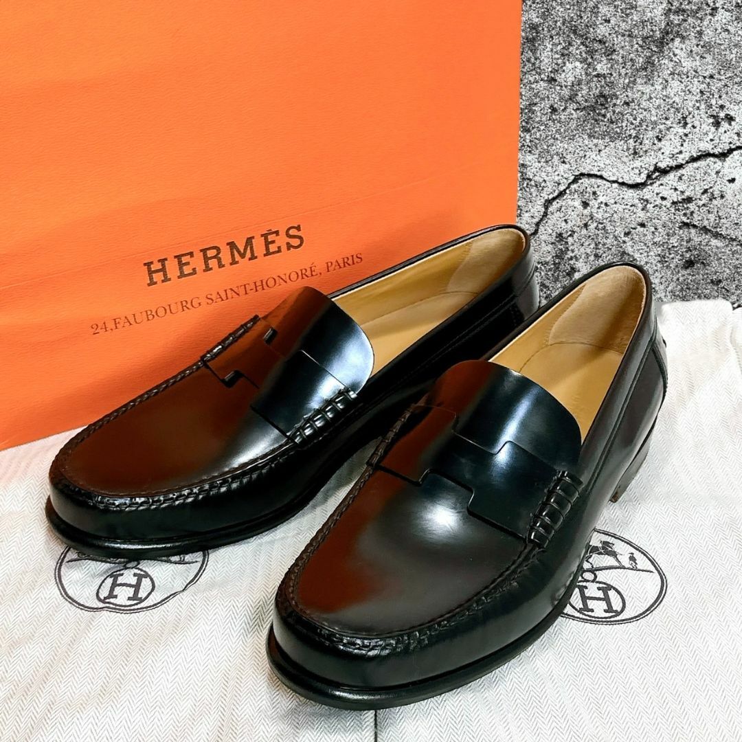 Hermes(エルメス)の☆現行品☆HERMES ケネディ ローファー 42/27.5CM ブラック 黒 メンズの靴/シューズ(ドレス/ビジネス)の商品写真