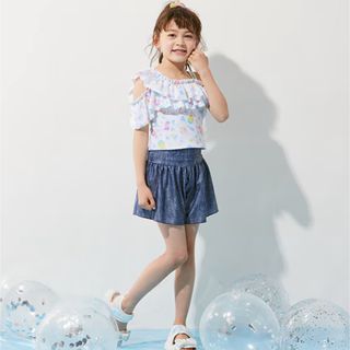 mezzo piano - 新品　メゾピアノ　アイシーソーダポップ柄ワンショル風　セパレート水着【SWIM】