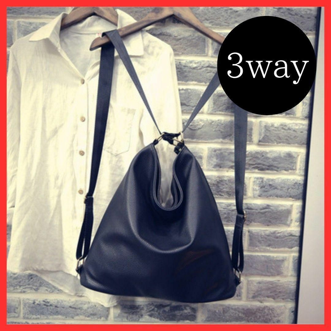 【3way】ショルダーバッグ リュック ハンドバッグ ブラック 肩かけ 軽量 レディースのバッグ(リュック/バックパック)の商品写真