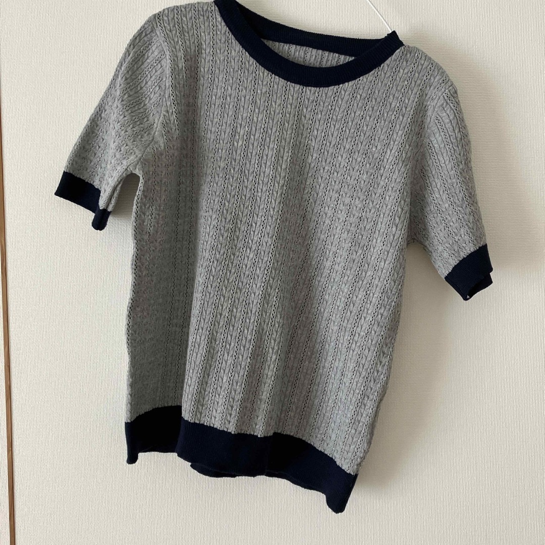 クルーネック配色半袖ニット メンズのトップス(Tシャツ/カットソー(半袖/袖なし))の商品写真