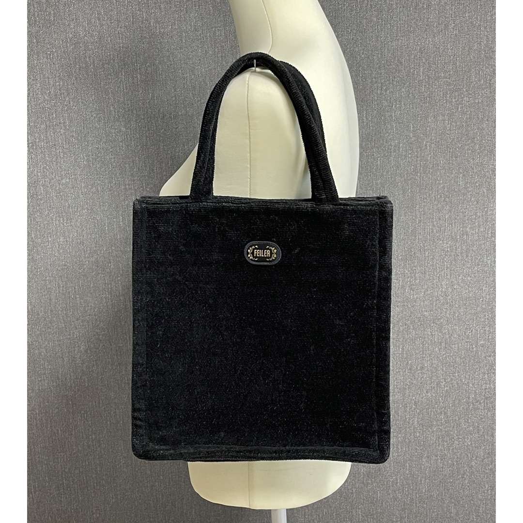 FEILER(フェイラー)のFEILER フェイラー トートバッグ シェニール織り 花柄　黒　ブラック　美品 レディースのバッグ(トートバッグ)の商品写真