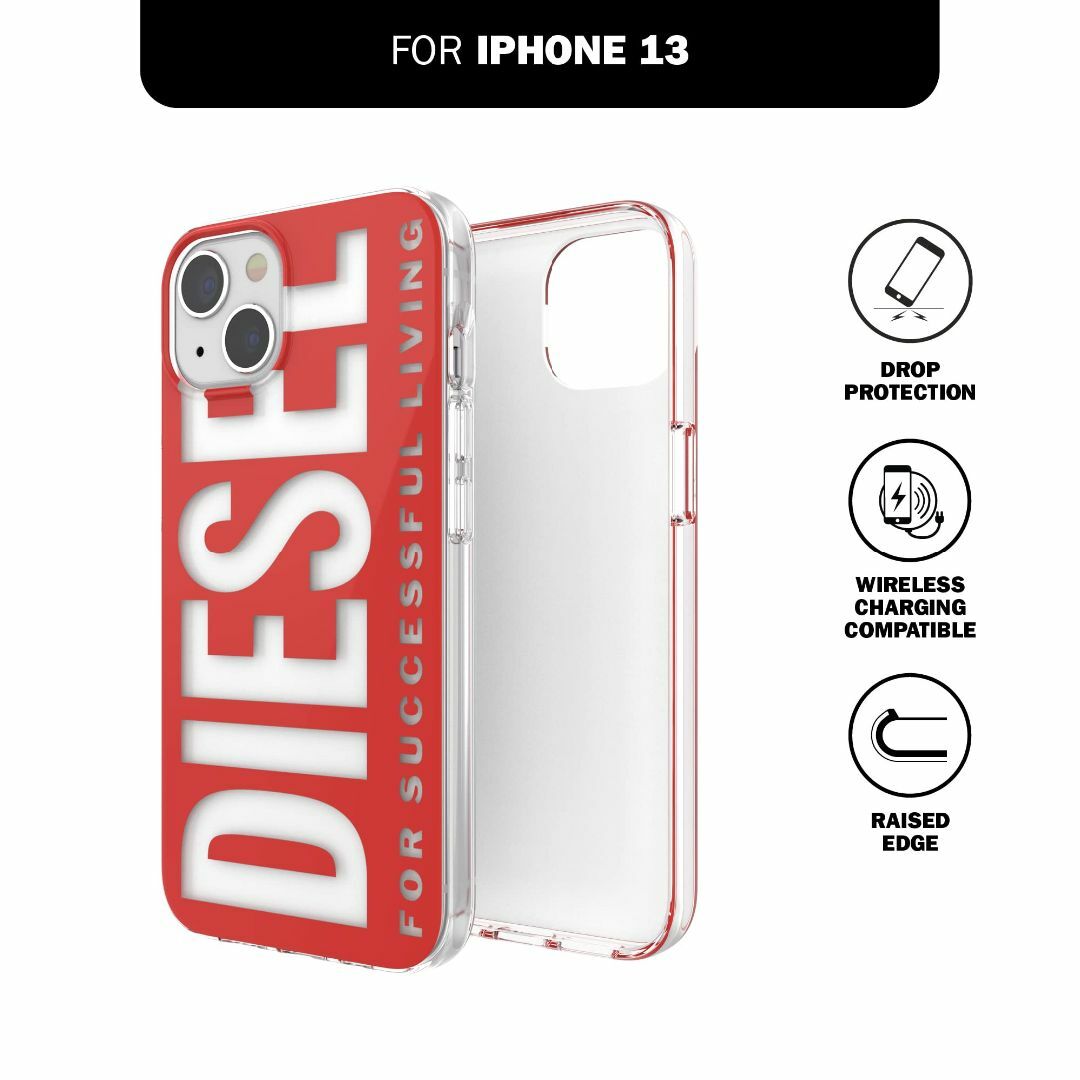 【サイズ:iPhone13_色:レッド/ホワイト】DIESEL iPhone13 スマホ/家電/カメラのスマホアクセサリー(その他)の商品写真