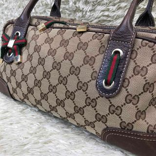 Gucci - グッチ　シェリーライン　ミニボストンバッグ　GG 柄　キャンバス　リボン　