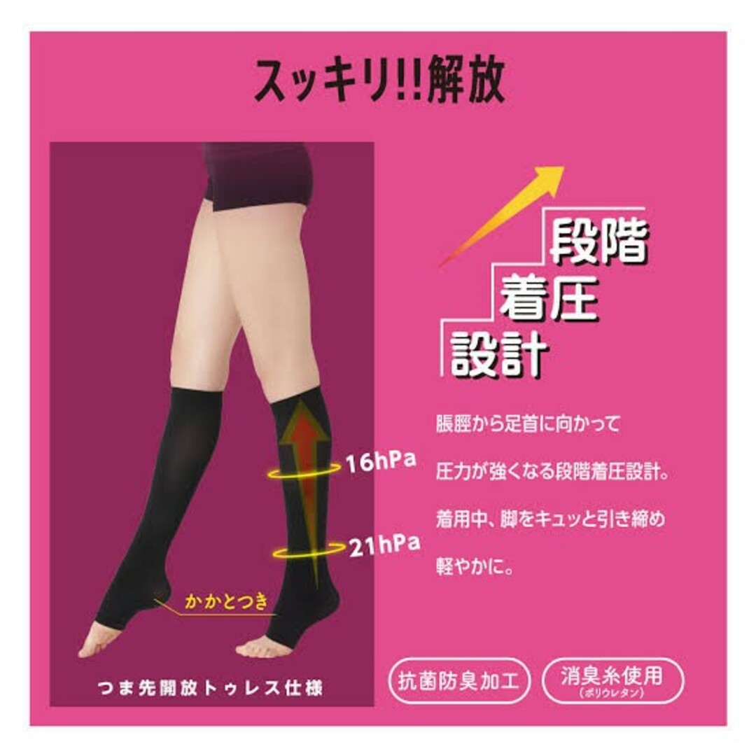 fukuske(フクスケ)のM 解放シェイプ ソックス 靴下 着圧 フクスケ ひざ下 2足 レディースのレッグウェア(ソックス)の商品写真