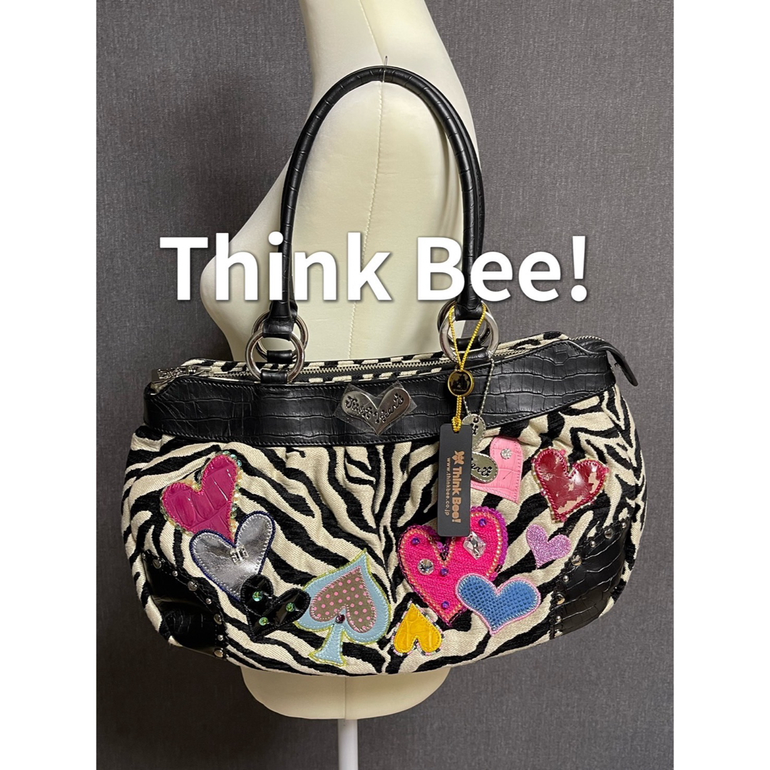 Think Bee!(シンクビー)のシンクビー　Think Bee！　パニキッシュゼブラ　ハンドバッグ  訳あり新品 レディースのバッグ(トートバッグ)の商品写真