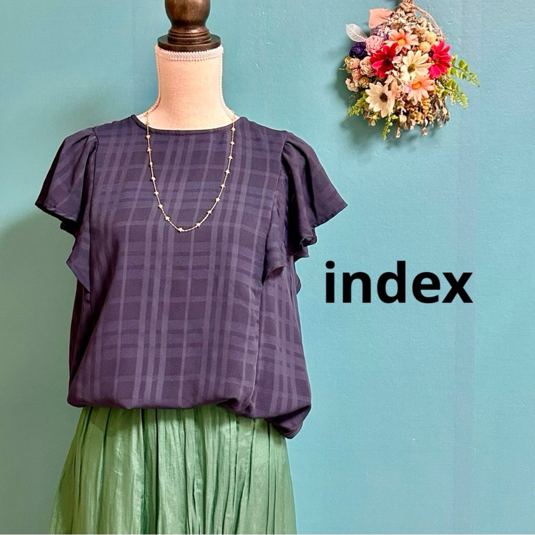 INDEX(インデックス)のindex インデックス 洗える フリルスリーブ シフォンブラウス レディースのトップス(シャツ/ブラウス(半袖/袖なし))の商品写真