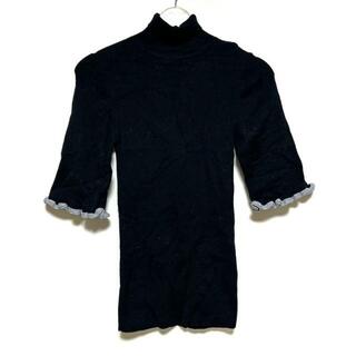 SEE BY CHLOE(シーバイクロエ) 半袖セーター サイズXS レディース - 黒×シルバー タートルネック ウール