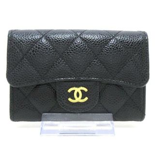 シャネル(CHANEL)のCHANEL(シャネル) 名刺入れ美品  マトラッセ 黒 ゴールド金具 キャビアスキン(名刺入れ/定期入れ)