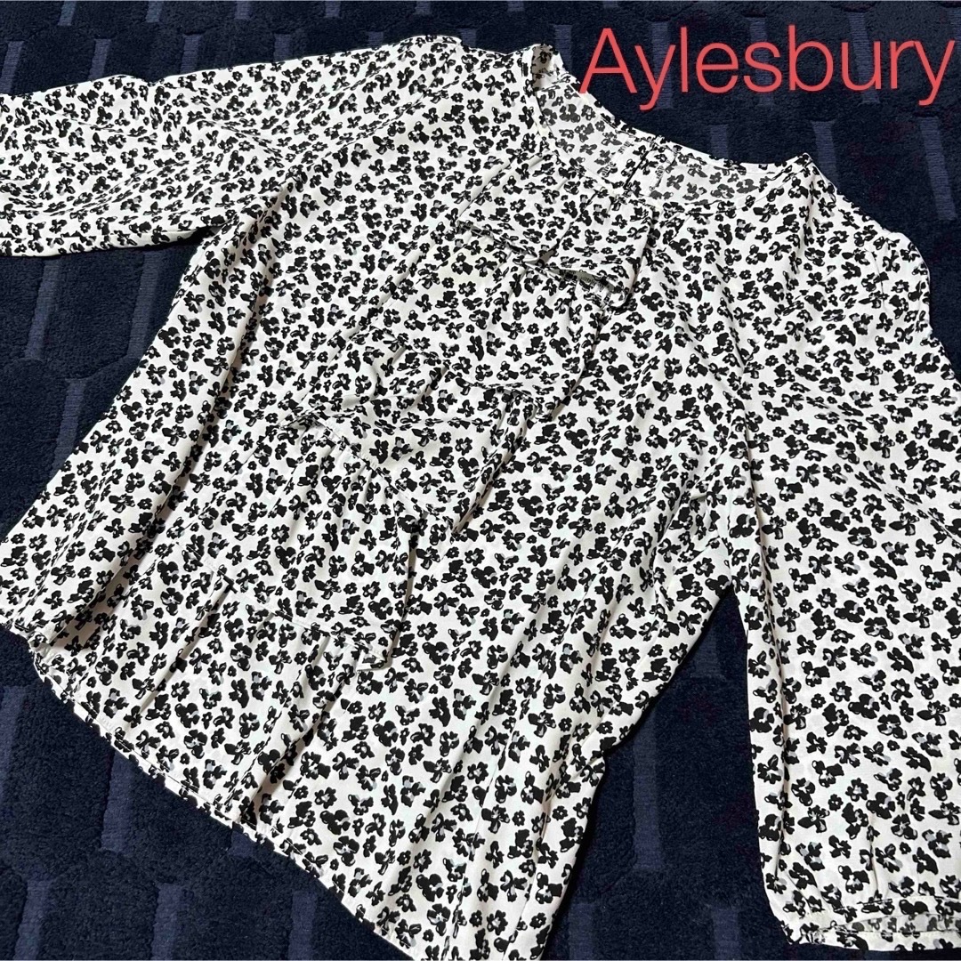Aylesbury(アリスバーリー)のAylesbury  アリスバーリー　花柄　7分丈　シフォンブラウス　L レディースのトップス(シャツ/ブラウス(長袖/七分))の商品写真