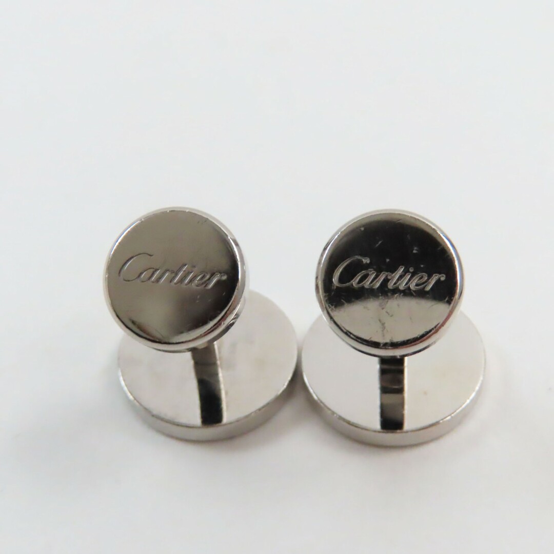 Cartier(カルティエ)の良品●Cartier カルティエ AG925 ロゴ刻印入り ラウンドシェイプ カフリンクス カフスボタン シルバー フランス製 重量16.64g メンズ ビジネスおすすめ◎ メンズのファッション小物(カフリンクス)の商品写真