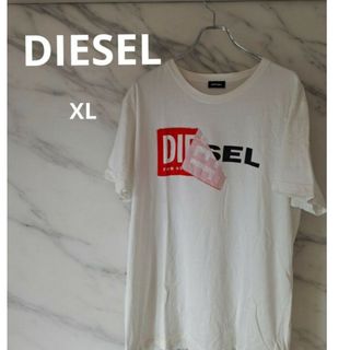 DIESEL　ディーゼル　剥がれロゴプリント Tシャツ 　ホワイト　XLサイズ