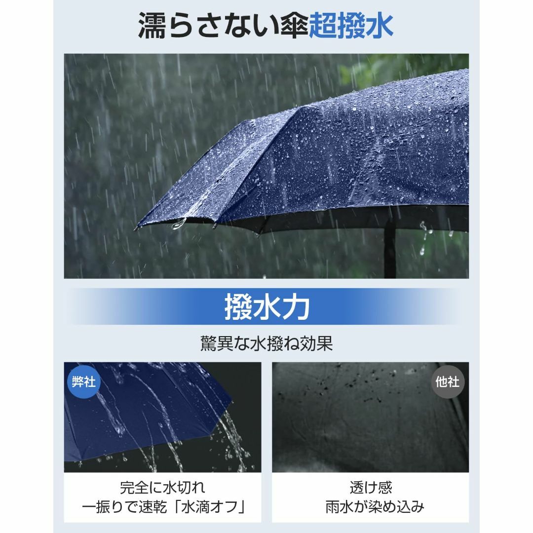 【色: ブルー】折りたたみ傘 ワンタッチ 自動開閉 晴雨兼用傘 メンズ 大きめ  メンズのファッション小物(その他)の商品写真