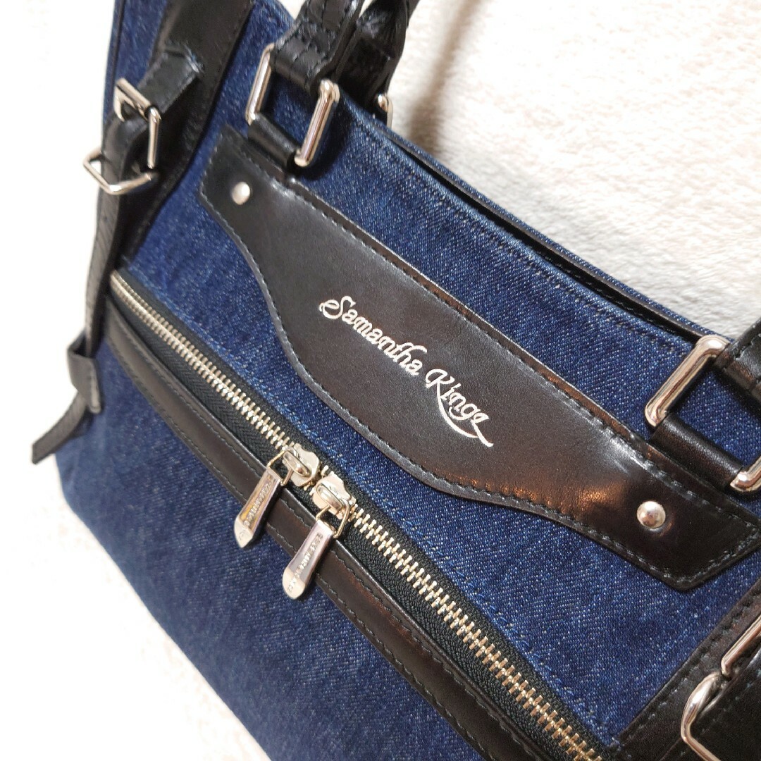 Samantha Kingz(サマンサキングズ)のサマンサキングズ　トートバッグ　ビジネスバッグ　デニム　A4サイズ収納可　青 メンズのバッグ(トートバッグ)の商品写真