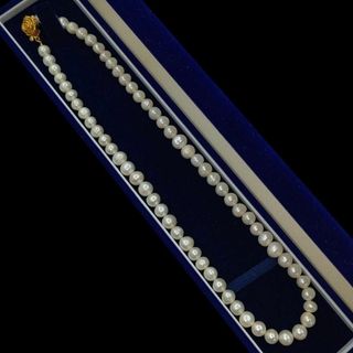 リアルパールネックレス 7mm 真珠 silver アクセサリー 照り エクボ(ネックレス)