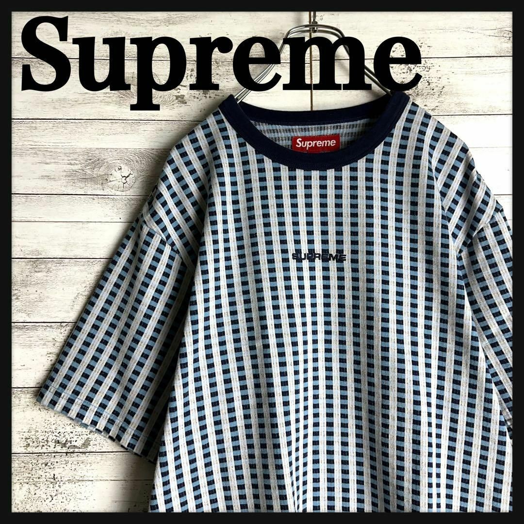 Supreme(シュプリーム)の9371【総柄デザイン】シュプリーム☆センター刺繍ロゴ肉厚tシャツ　美品 メンズのトップス(Tシャツ/カットソー(半袖/袖なし))の商品写真