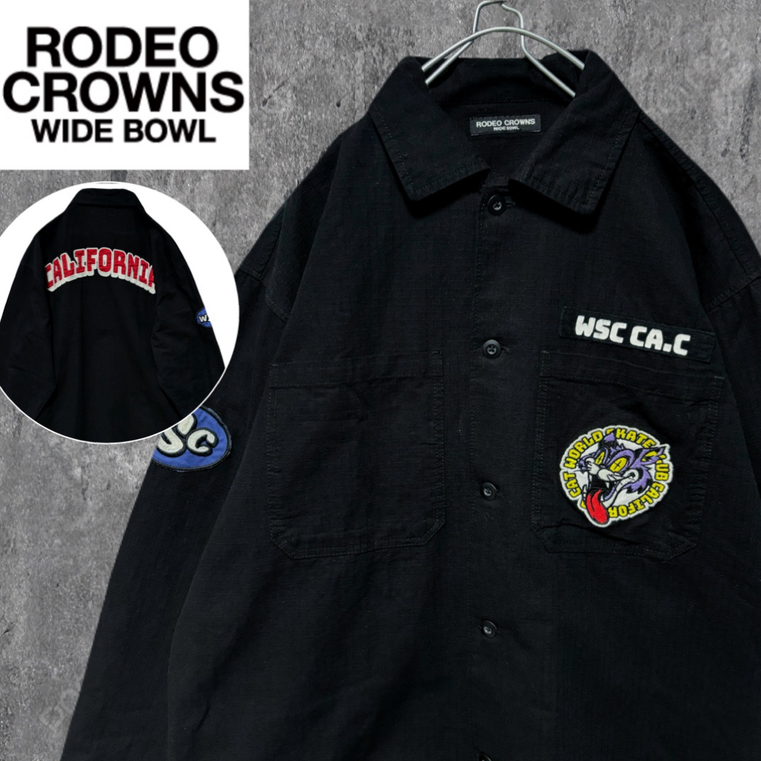 RODEO CROWNS WIDE BOWL(ロデオクラウンズワイドボウル)の【美品】ロデオクラウンズワイドボウル MAD CATS シャツ 刺繍 ワッペン メンズのトップス(シャツ)の商品写真