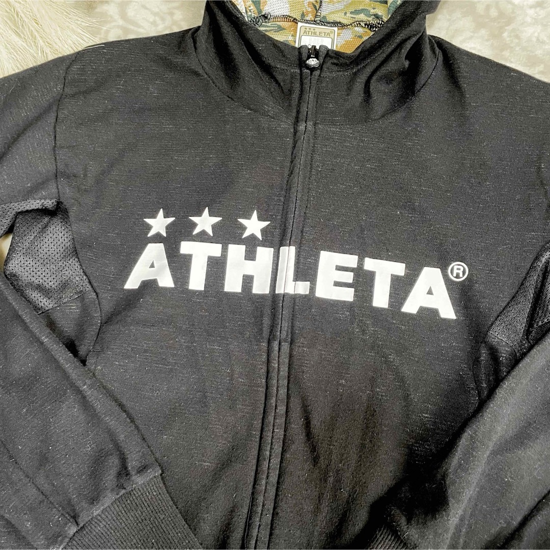 ATHLETA(アスレタ)のATHLETA アスレタ　長袖パーカー　ブラック　キッズ　140 サッカー　 キッズ/ベビー/マタニティのキッズ服男の子用(90cm~)(ジャケット/上着)の商品写真