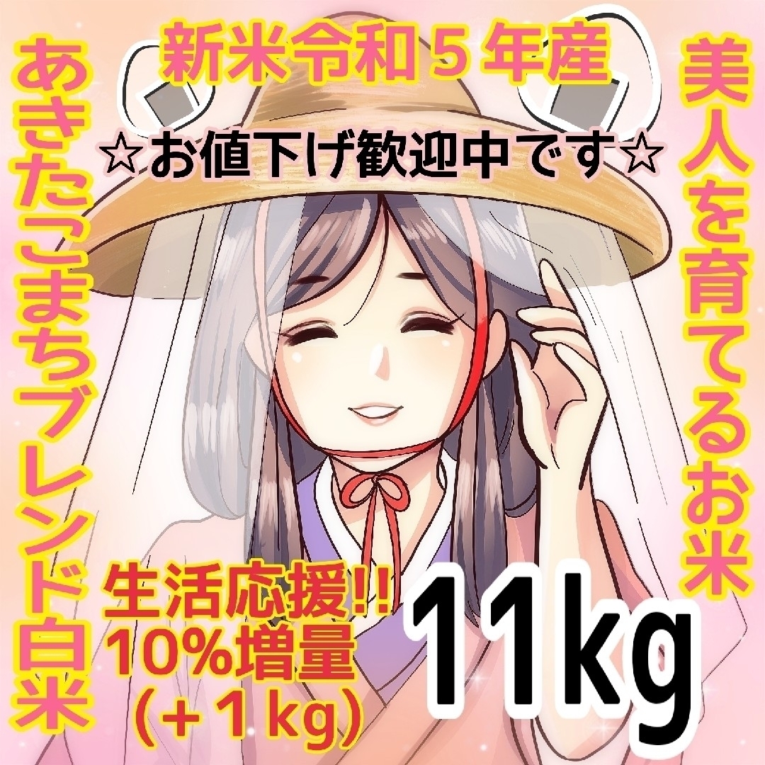 ★生活応援１０％(１kg)増量★あきたこまちブレンド白米（１１kg）送料込み★ 食品/飲料/酒の食品(米/穀物)の商品写真