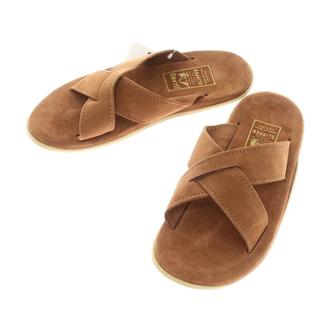 ISLAND SLIPPER(アイランドスリッパ)の【中古】【未使用】アイランドスリッパ ISLAND SLIPPER スエード クロスストラップ サンダル ブラウン【サイズ9】【メンズ】 メンズの靴/シューズ(サンダル)の商品写真