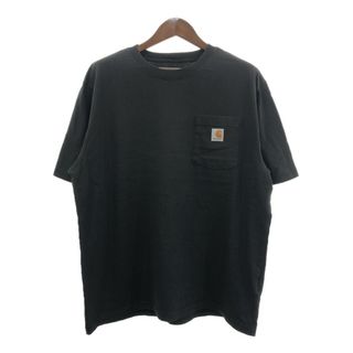 カーハート(carhartt)のCarhartt カーハート ポケット 半袖Ｔシャツ ワンポイント ブラック (メンズ L) 中古 古着 Q6372(Tシャツ/カットソー(半袖/袖なし))