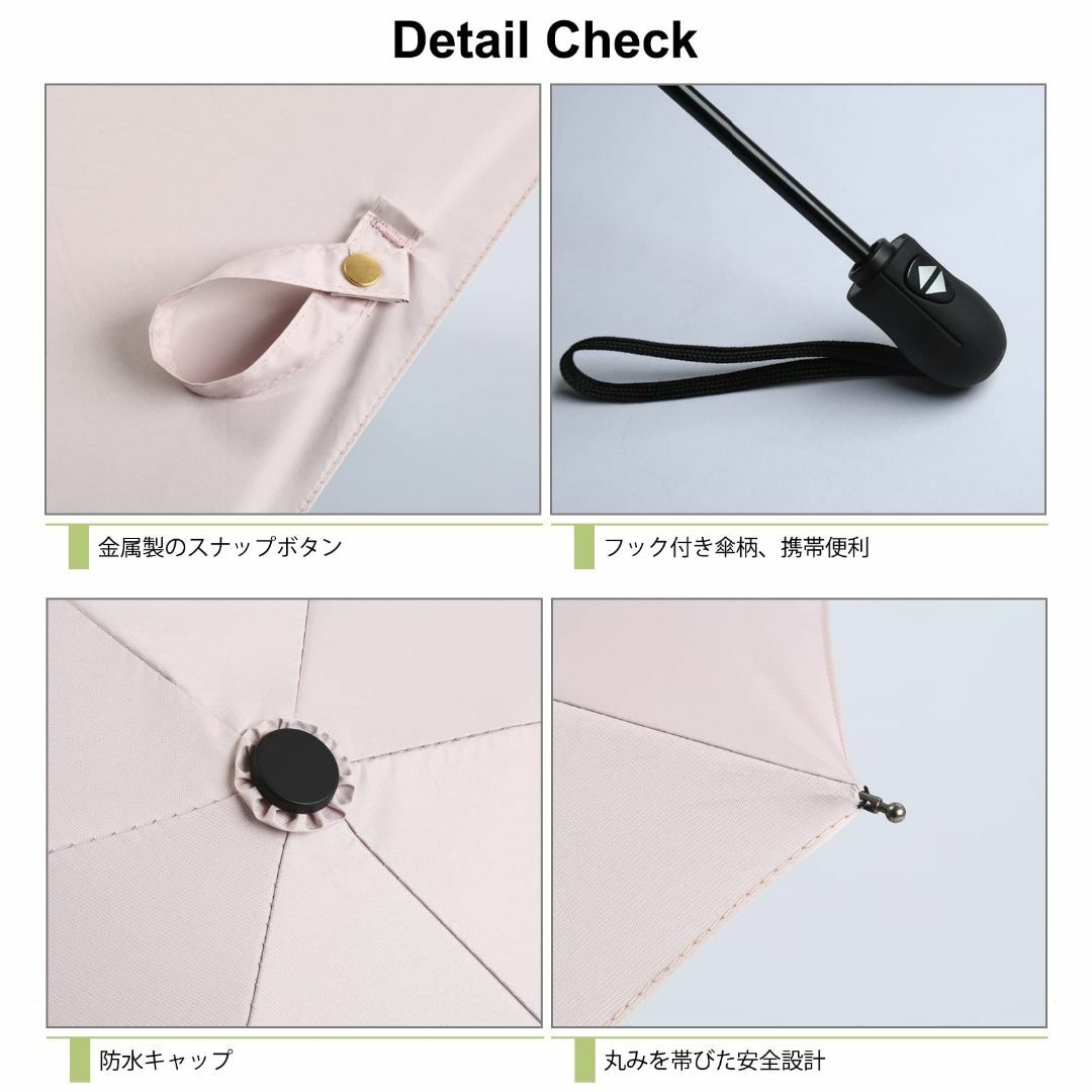 【色: ピンク】日傘 UVカット 超軽量 227g 折り畳み傘 ワンタッチ 自動 メンズのファッション小物(その他)の商品写真
