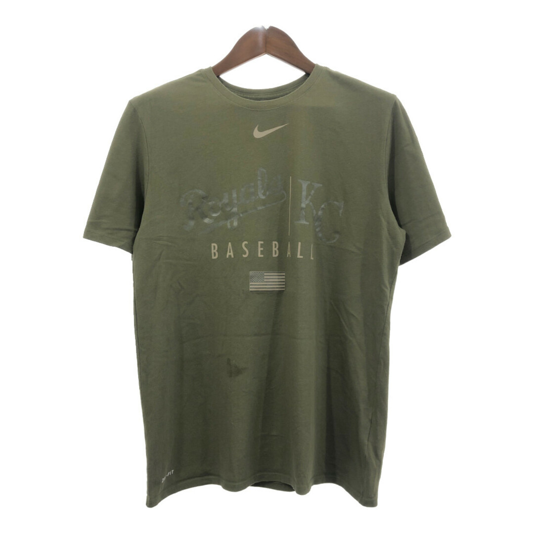 NIKE(ナイキ)のNIKE ナイキ MLB カンザスシティ・ロイヤルズ 半袖Ｔシャツ プロチーム カーキ (メンズ L) 中古 古着 Q6374 メンズのトップス(Tシャツ/カットソー(半袖/袖なし))の商品写真