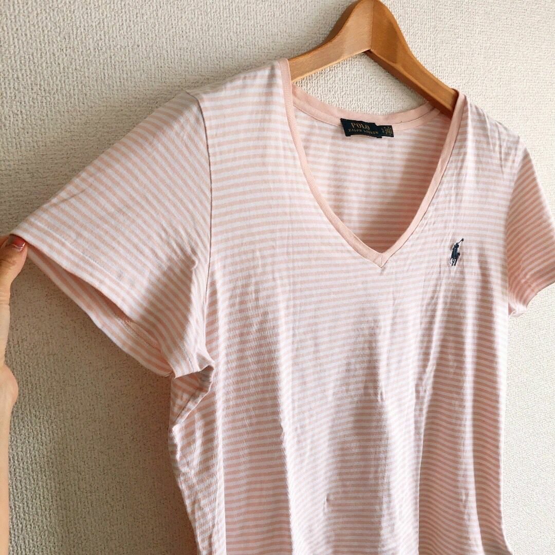 Ralph Lauren(ラルフローレン)のPOLO RALPH LAUREN♡定番VネックボーダーTシャツ♡ラルフローレン レディースのトップス(Tシャツ(半袖/袖なし))の商品写真