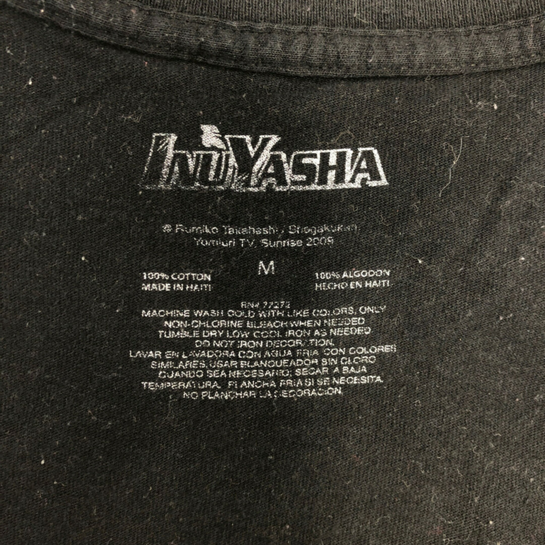 INUYASYA 犬夜叉 半袖Ｔシャツ アニメT ブラック (メンズ M) 中古 古着 Q6377 メンズのトップス(Tシャツ/カットソー(半袖/袖なし))の商品写真