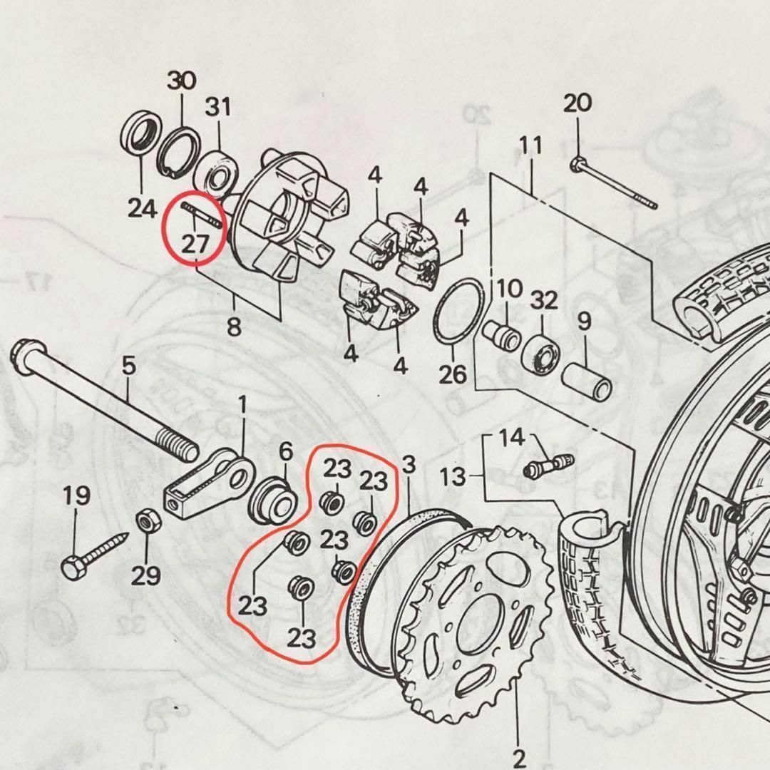 ホンダ(ホンダ)のCBX400F CBX CBR スプロケナット スタッドボルト　スプロケ　ボルト 自動車/バイクのバイク(パーツ)の商品写真