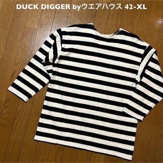 42サイズ！日本製 ダックディガーbyウエアハウス 古着七分袖ボーダーTシャツ