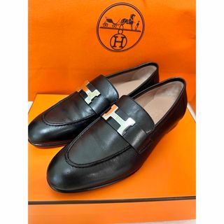 エルメス(Hermes)のエルメス　新品未使用　モカシン　36.5 黒　靴　シューズレシートあり(スリッポン/モカシン)