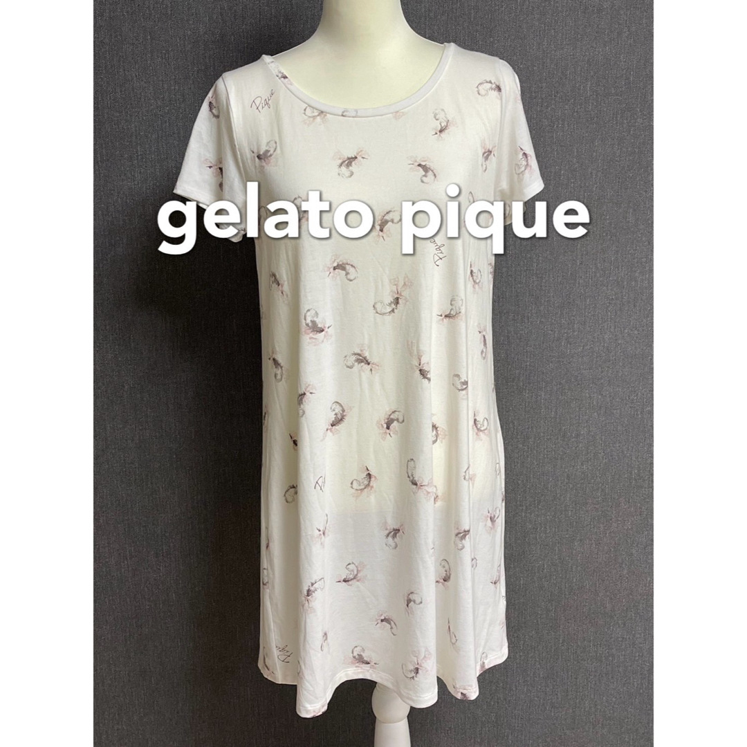 gelato pique(ジェラートピケ)のジェラートピケ　gelato pique ルームウェア　半袖ワンピース　美品 レディースのワンピース(ひざ丈ワンピース)の商品写真