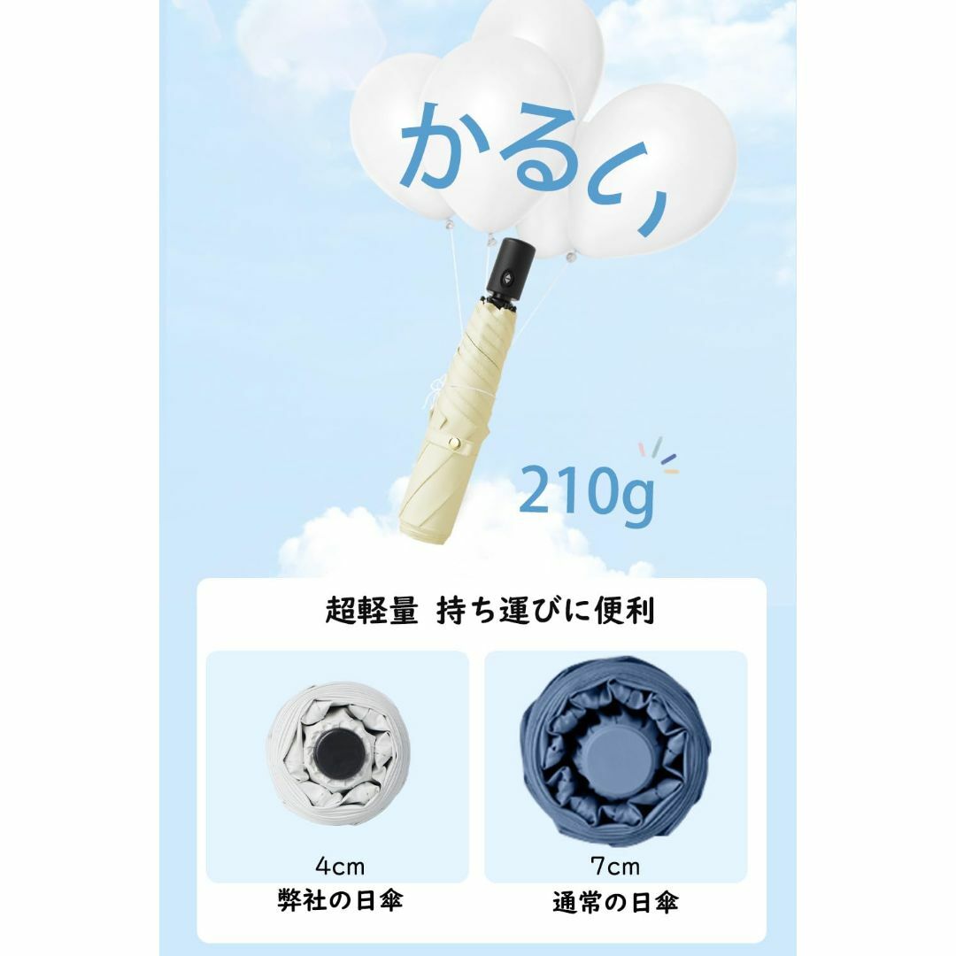【色: イエロー】hiino kano 日傘 軽量 ワンタッチ自動開閉 省力50 レディースのファッション小物(その他)の商品写真