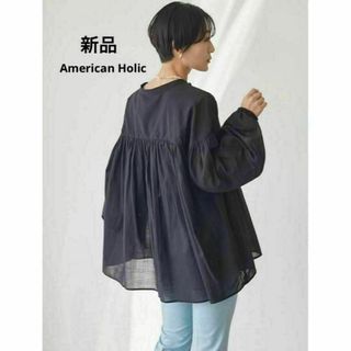 AMERICAN HOLIC - 新品 アメリカンホリック ルーズスリーブスラブブラウス トップス 綿素材 黒色