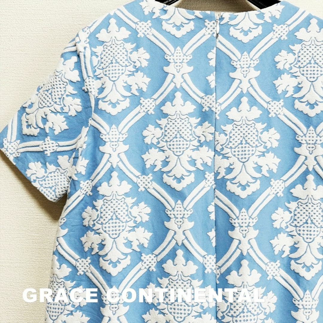 GRACE CONTINENTAL(グレースコンチネンタル)の【GRACE CONTINENTAL】Diagram ジャガード コクーンワンピ レディースのワンピース(ひざ丈ワンピース)の商品写真