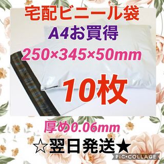 【翌日発送】宅配用ビニール袋　A4サイズがすっぽり入る　10枚セット(ラッピング/包装)