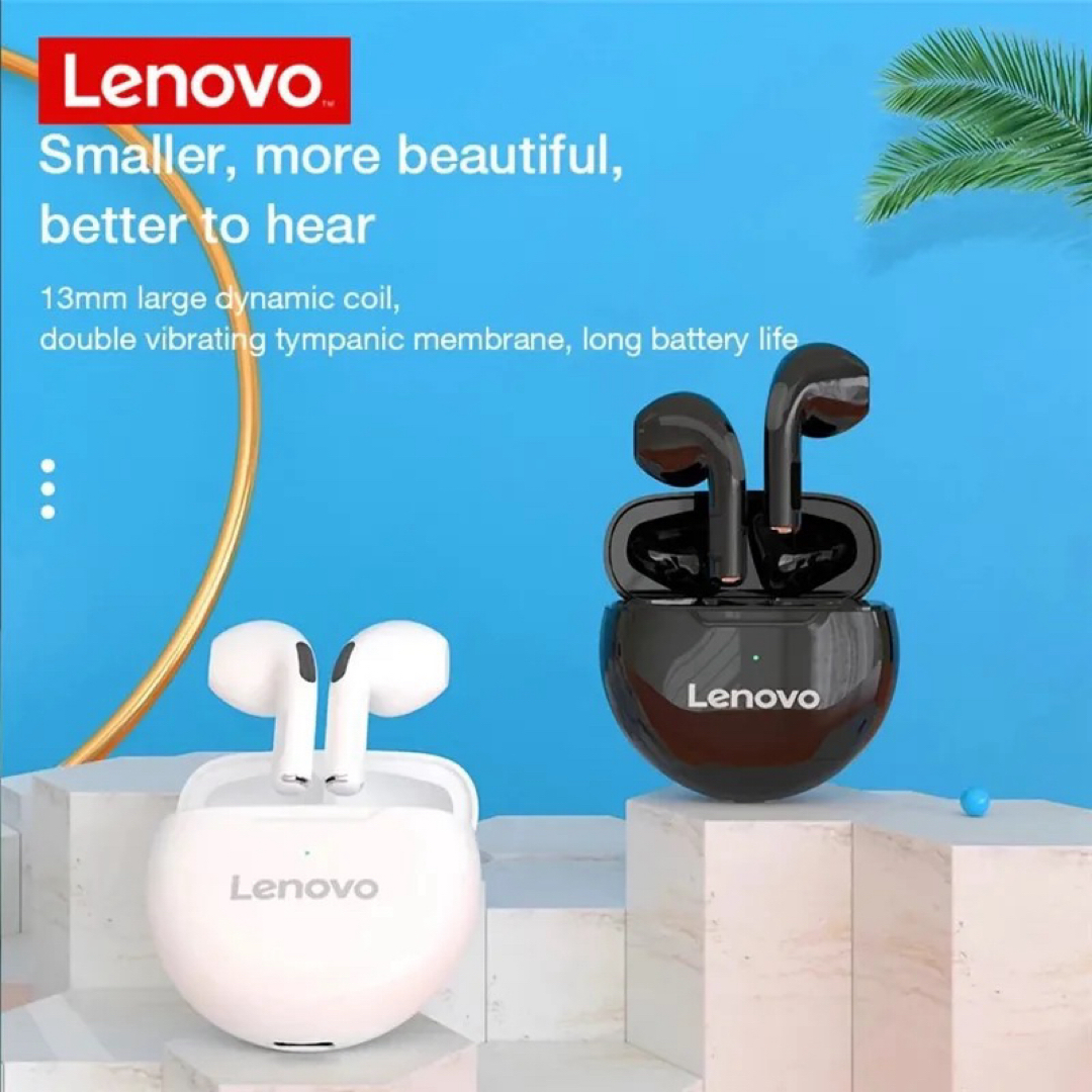 Lenovo(レノボ)のLenovo HT38 ワイヤレスイヤホン　ブラック スマホ/家電/カメラのオーディオ機器(ヘッドフォン/イヤフォン)の商品写真