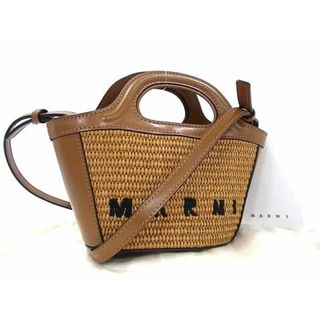 マルニ(Marni)の■新品同様■ MARNIマルニ トロピカリア ラフィア×レザー 2WAY ハンドバッグ ショルダー クロスボディ ブラウン系 FA3658(その他)