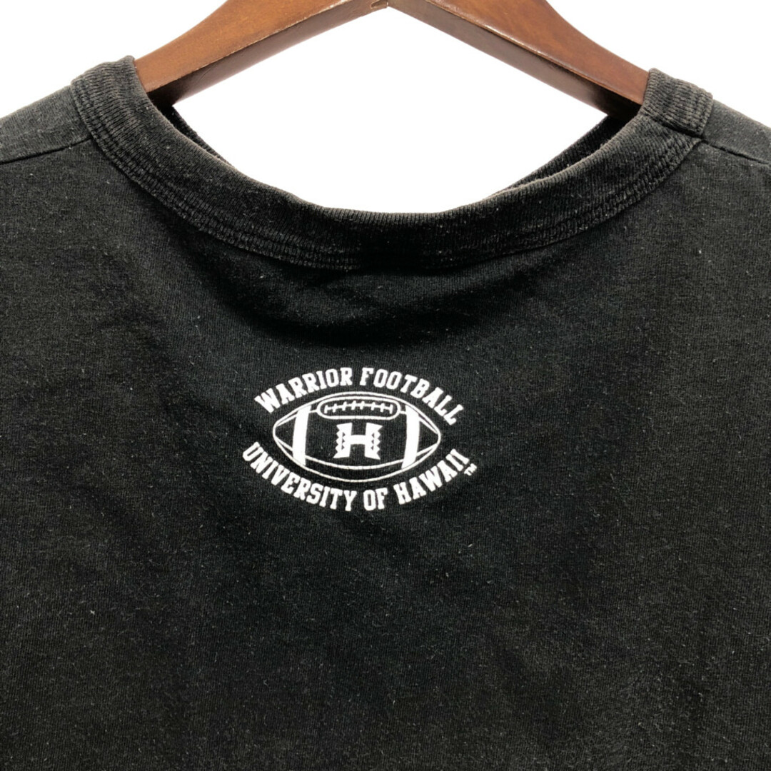 RUSSELL ATHLETIC ラッセル カレッジ フットボール ハワイ 半袖Ｔシャツ アメフト ブラック (メンズ L) 中古 古着 Q6395 メンズのトップス(Tシャツ/カットソー(半袖/袖なし))の商品写真