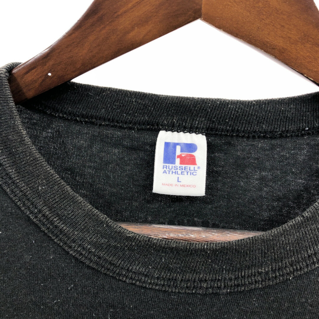 RUSSELL ATHLETIC ラッセル カレッジ フットボール ハワイ 半袖Ｔシャツ アメフト ブラック (メンズ L) 中古 古着 Q6395 メンズのトップス(Tシャツ/カットソー(半袖/袖なし))の商品写真
