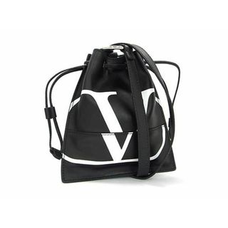 ■新品同様■ VALENTINO GARAVANI ヴァレンティノ ガラヴァーニ レザー 巾着型 ショルダーバッグ ポシェット ブラック系 AW5598